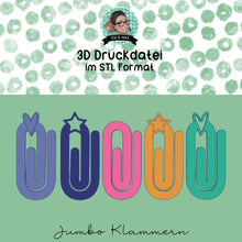 Lade das Bild in den Galerie-Viewer, 3D Druck Datei *Jumbo Klammern*
